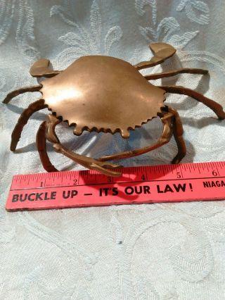Vintage Solid Brass Crab Trinket Jewelry Box Hinged,  Coastal Decor
