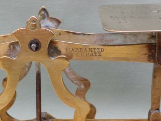 BRASS ANTIQUE LETTER SCALES / POSTAL BALANCE & WEIGHTS.  POSTAGE RATES ON PAN 4