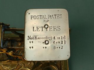 BRASS ANTIQUE LETTER SCALES / POSTAL BALANCE & WEIGHTS.  POSTAGE RATES ON PAN 5