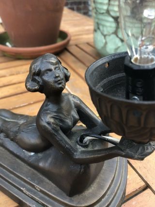 Vintage Underwriters Laboratories Art Deco Nude Silhouette Figural Lamp No Shade