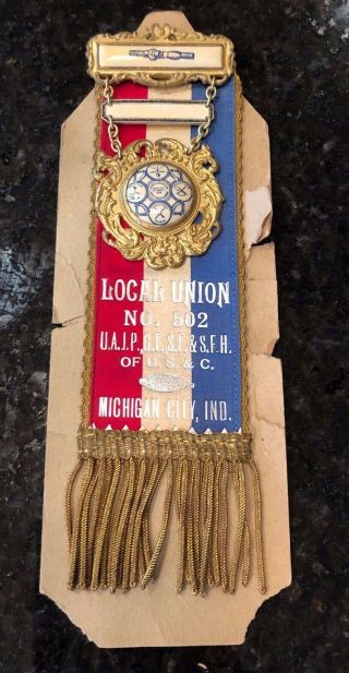 Whitehead & Hoag Steam Fitters Local Union 502 Badge Ribbon Michigan City,  Ind