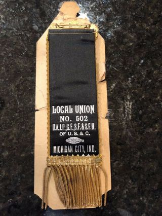 Whitehead & Hoag Steam fitters Local Union 502 Badge Ribbon Michigan City,  Ind 4