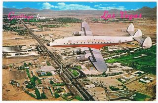 Postcard Hacienda Hotel Las Vegas Lockheed Constellation Aviation Airline