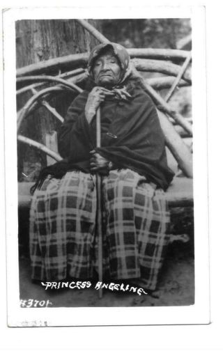 Rppc Real Photo Postcard Native American Indian Woman Princess Angeline