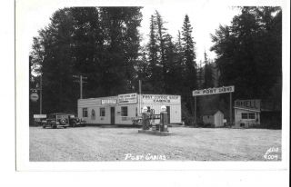 Rppc Real Photo Postcard Post Cabins Shell Gas Station Vtg Cars Signs Ellis 9009