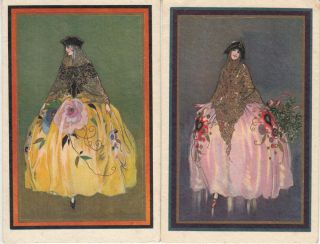 Art Deco Italian Artist Giovanni Meschini Glamour Ladies Fancy Dress Postcardsx2