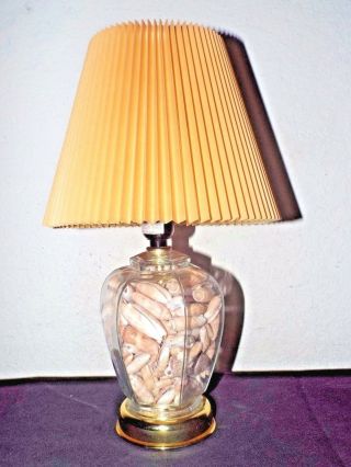 Lamp A Vintage 17 " H Glass Ginger Jar Filled With Rolled Seashell Lamp W/shade