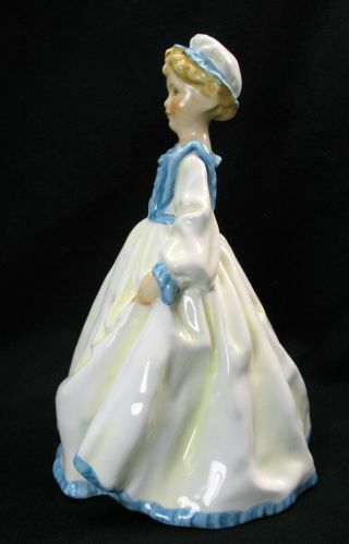 Very Rare Royal Worcester Grandmother ' s Dress in Yellow/White with Blue Trim EVC 3