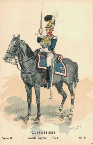 Military Postcard Cuirassiers Garde Royale 1824 Maurice Toussaint 02.  06