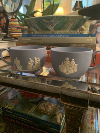 Wedgwood Jasperware Blue Teacups - Set Of 2