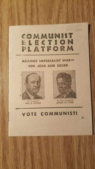 Booklet Communist Election Platform,  1932