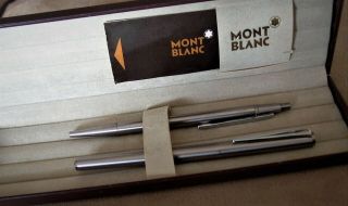 Rare Mont Blanc Noblesse Stainless Steel/chrome Fountain Pen & Ball Point Set