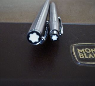 Rare MONT BLANC Noblesse Stainless Steel/Chrome Fountain Pen & Ball Point Set 5
