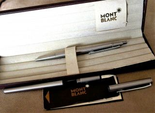 Rare MONT BLANC Noblesse Stainless Steel/Chrome Fountain Pen & Ball Point Set 7
