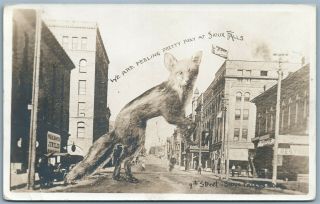 Sioux Falls S.  D.  9th Street Scene Fox 1911 Antique Photomontage Real Photo Rppc