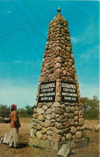 1950s Rugby North Dakota Masonry Monument Nauer Dexter Postcard 12562