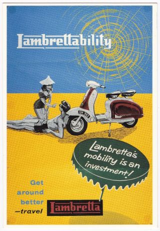 Vintage Motorcycle Advertising Reprint Postcard Lambretta