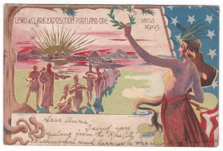 Lewis & Clark Exposition Portland Oregon Postcard 1905 Patriotic Made In Italy