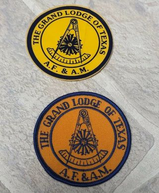 Vintage Masonic Patch Iron Sew And Sticker Freemason The Grand Lodge Of Texas