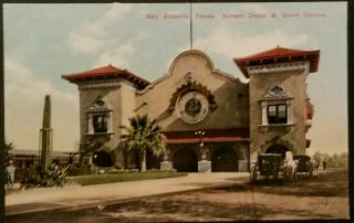 1909 San Antonio Texas Sunset Mk&t Rr Railroad Train Depot Station Giant Cactus