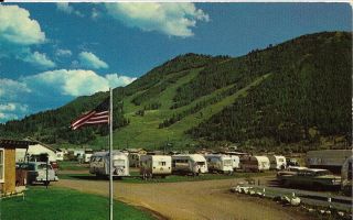 Jackson Wy " The B & B Camper Trailer Village " Postcard Wyoming