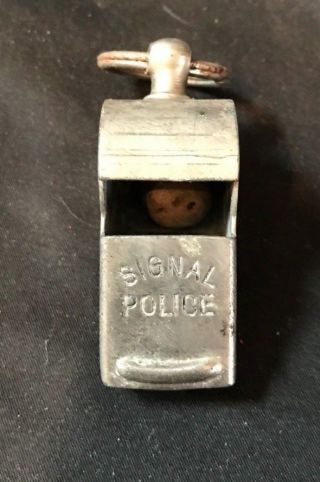 Vintage Antique German Made Signal Police Chrome Plated Whistle (a028)