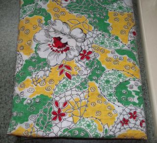 Vintage Feed Sack Feedbag Quilt Fabric Bright Yellow Red Green Floral Print 2