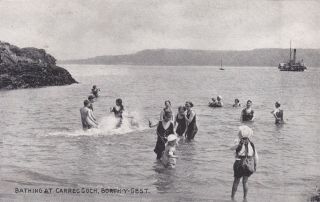 Borth - Y - Gest,  Bathing At Carreg Goch,  View By Photochrom 1919