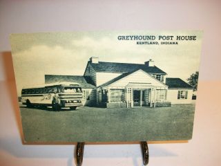 Greyhound Post House Kentland Indiana Bus Driver Headed To Chicago B&w Postcard