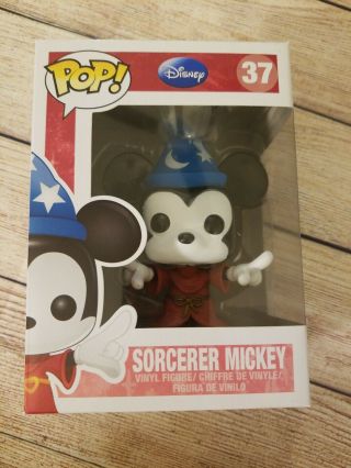 Funko Pop Sorcerer Mickey.  Vaulted/retired Rare.  Disney Mickey Mouse.  Good Box