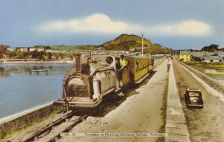 Portmadoc - Ffestiniog Miniature Railway Train & Old Car By Frith