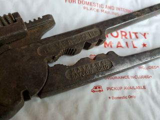 Vintage Mathews Never Stall Multi Tool Pliers Monkey Wrench Windmill Antique Odd 2