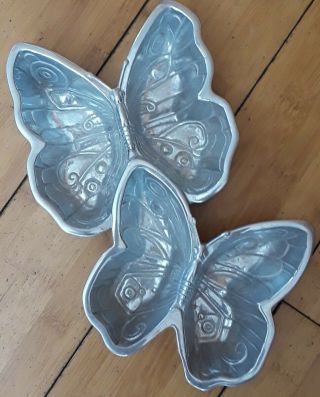 2003 Silver Metal Arthur Court Double Butterfly Dish Bowl Component 9.  5 "