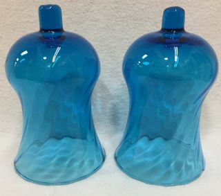 Cobalt Blue Votive Cups Holders For Candle Sconce Glass Swirl Pair Vintage Set 2