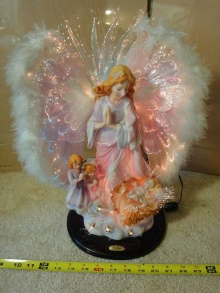 Rare De Capoli fiber optic Angel with baby Jesus.  Color changing lamp light. 3