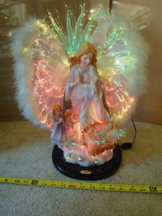 Rare De Capoli fiber optic Angel with baby Jesus.  Color changing lamp light. 4