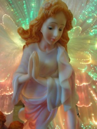 Rare De Capoli fiber optic Angel with baby Jesus.  Color changing lamp light. 5