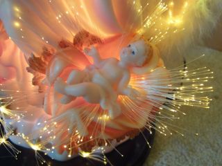 Rare De Capoli fiber optic Angel with baby Jesus.  Color changing lamp light. 7
