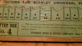 Very early Stanley Rule & Level No.  55 Universal Wood Plane Cutter Box No.  4 3