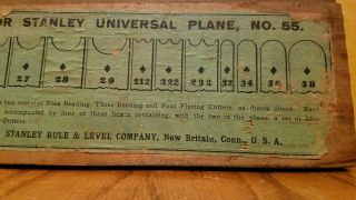 Very early Stanley Rule & Level No.  55 Universal Wood Plane Cutter Box No.  4 5