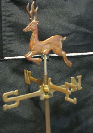 Brass Deer Weathervane Table Desk Top Stand 15 Inches Tall Weather Vane Meta