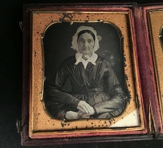 TWO 1/6 PLATE DAGUERREOTYPE IMAGES,  HUSBAND,  WIFE,  DOUBLE CASE,  NO WIPES 3