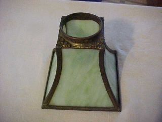 Handel Era Light Green & White Kokomo Slag Glass Brass Electric Lamp Shade 2 - 1/4
