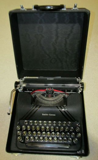 Vintage Smith Corona Silent Portable Typewriter,  Case Floating Shift Glass Keys