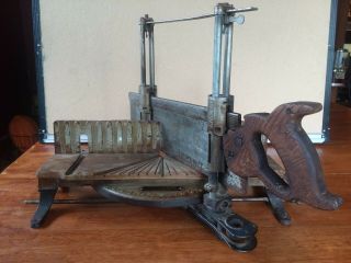 Vintage Stanley No.  246 Miter Box With Vintage Henry Disston & Sons Saw.