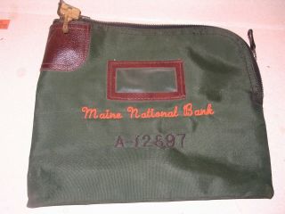 Maine State Bank Vintage Locking Deposit Bag W Lock & Keys
