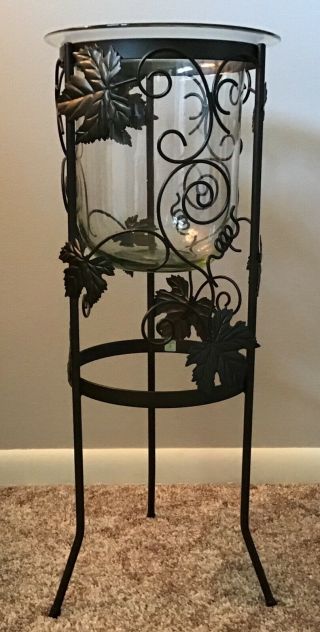 Partylite Seville Grapevine 3 - Wick Wrought Iron Candle Holder Stand & Vase