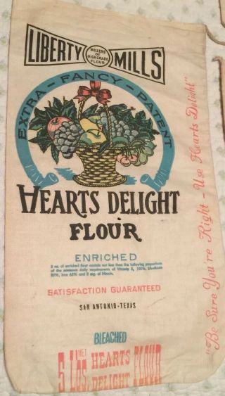 4 Small Vintage Cloth Flour Sugar Salt Sacks Advertising 2 Flour 1 Sugar 1 Salt 4