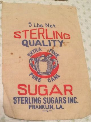 4 Small Vintage Cloth Flour Sugar Salt Sacks Advertising 2 Flour 1 Sugar 1 Salt 5