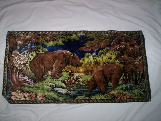 Vintage Tapestry Wall Hanging Bears 38 " X 20 " Made In Italy